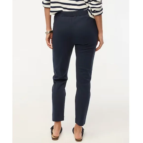 J. Crew navy blue pintucked pull-on ankle cropped pants - Picture 3 of 7